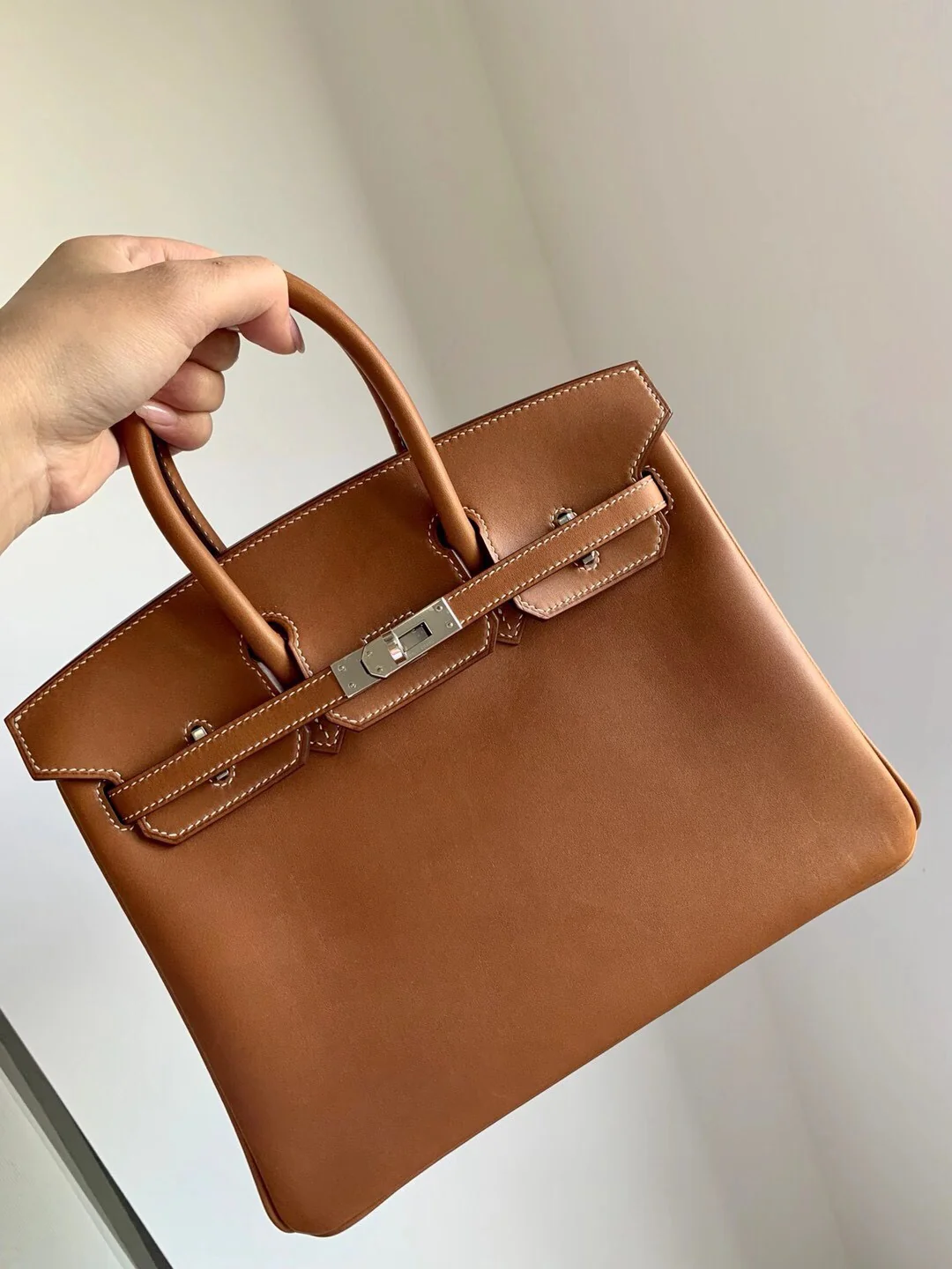 Сумка Hermes Birkin 25 из седельной кожи, серебряная пряжка Barenia 34.