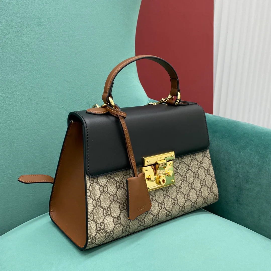 Большая сумка Gucci Padlock, черная, 28 см x 11 см x 19 см.