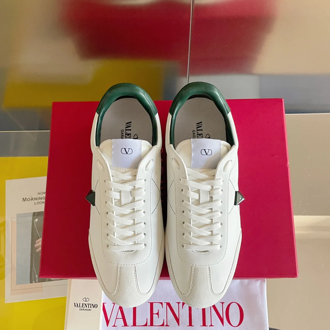 Спортивные повседневные туфли Valentino с заклепками - для пар - зеленая отделка