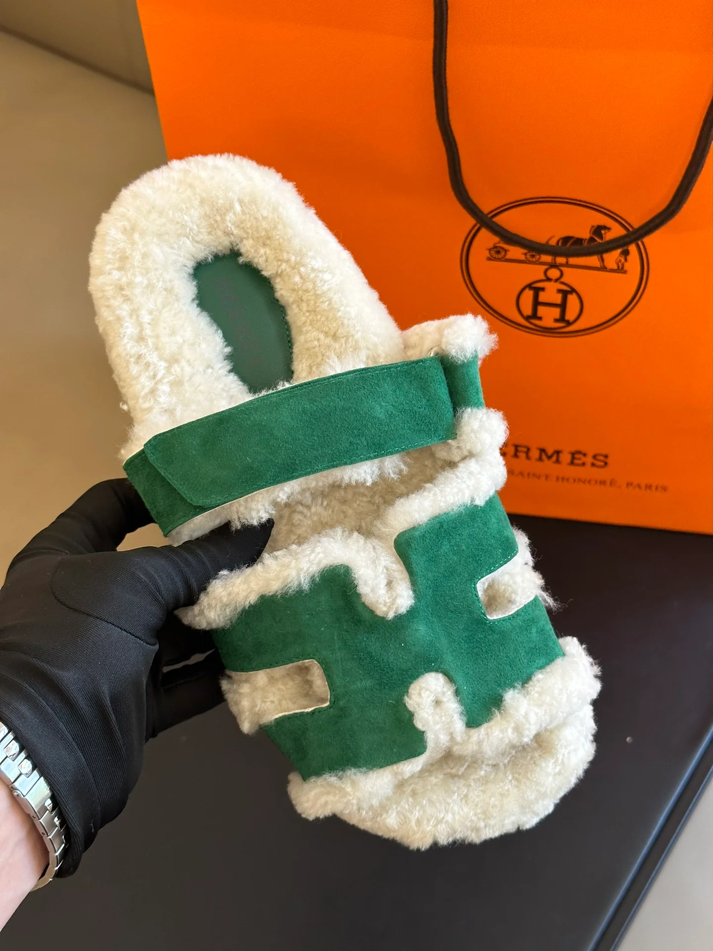 Тапочки Hermes Second Uncle 2024 — зеленые