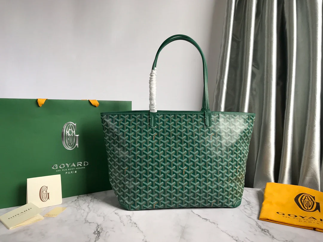 Большая сумка-тоут Goyard на молнии - зеленая