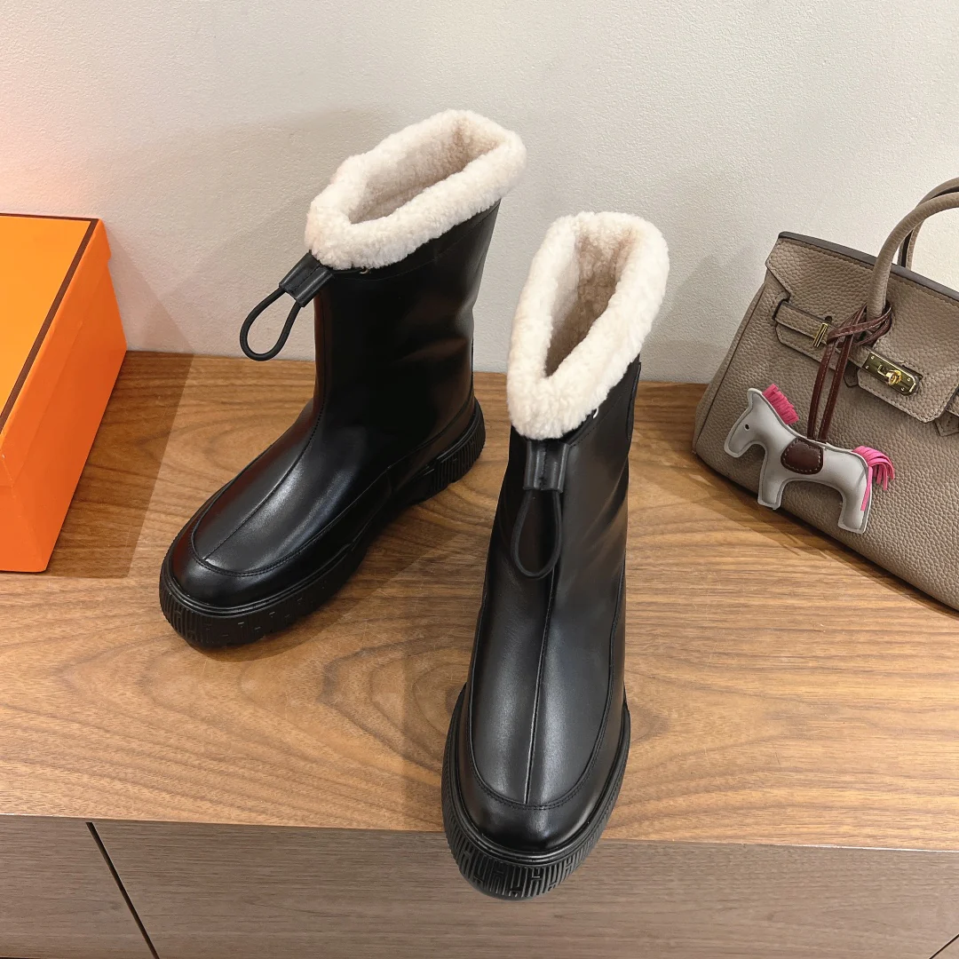 Классические шерстяные сапоги Hermes 2024 — черные