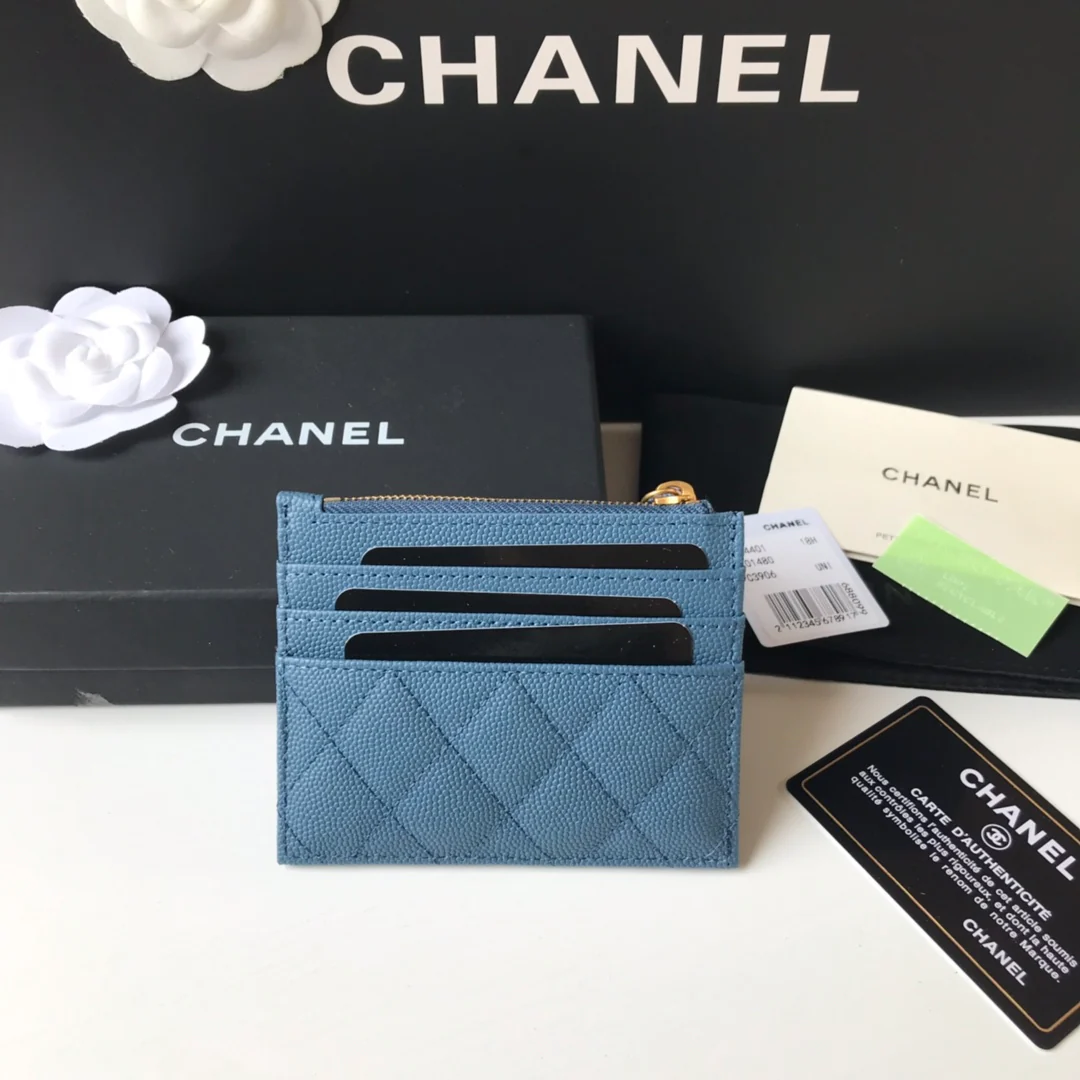 Кардхолдер Chanel на молнии - плоский картхолдер