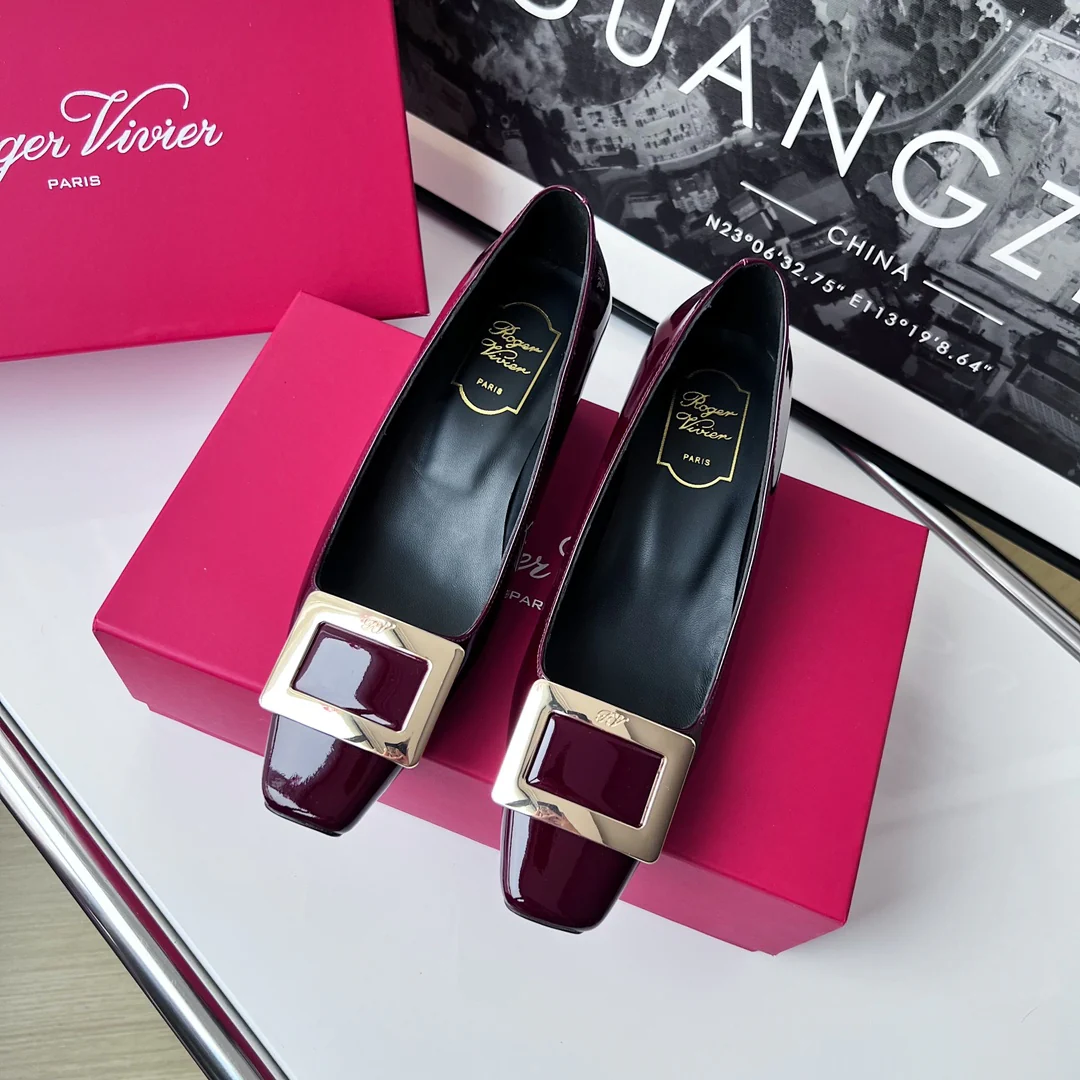 Туфли RV - классический устойчивый каблук - 4-5 см - темно-бордовый цвет