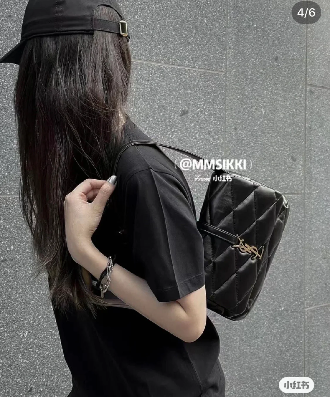 Стеганая сумка через плечо YSL - черная