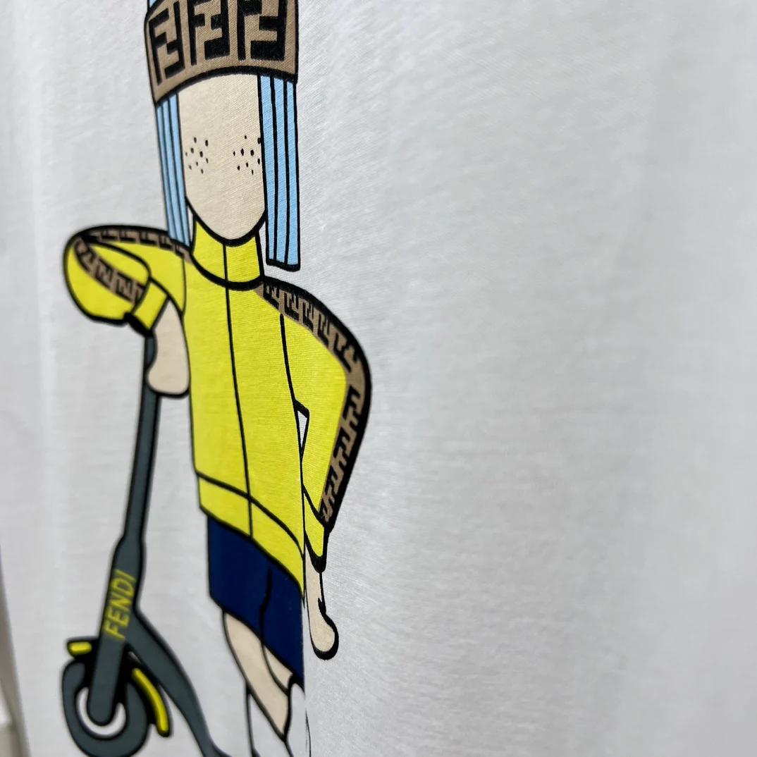 Футболка Fendi-2403-24ss Весна/Лето, новая модель, с принтом 