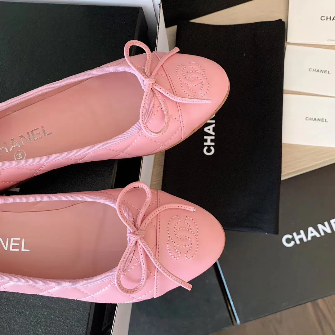 Классические балетки Chanel - розовые
