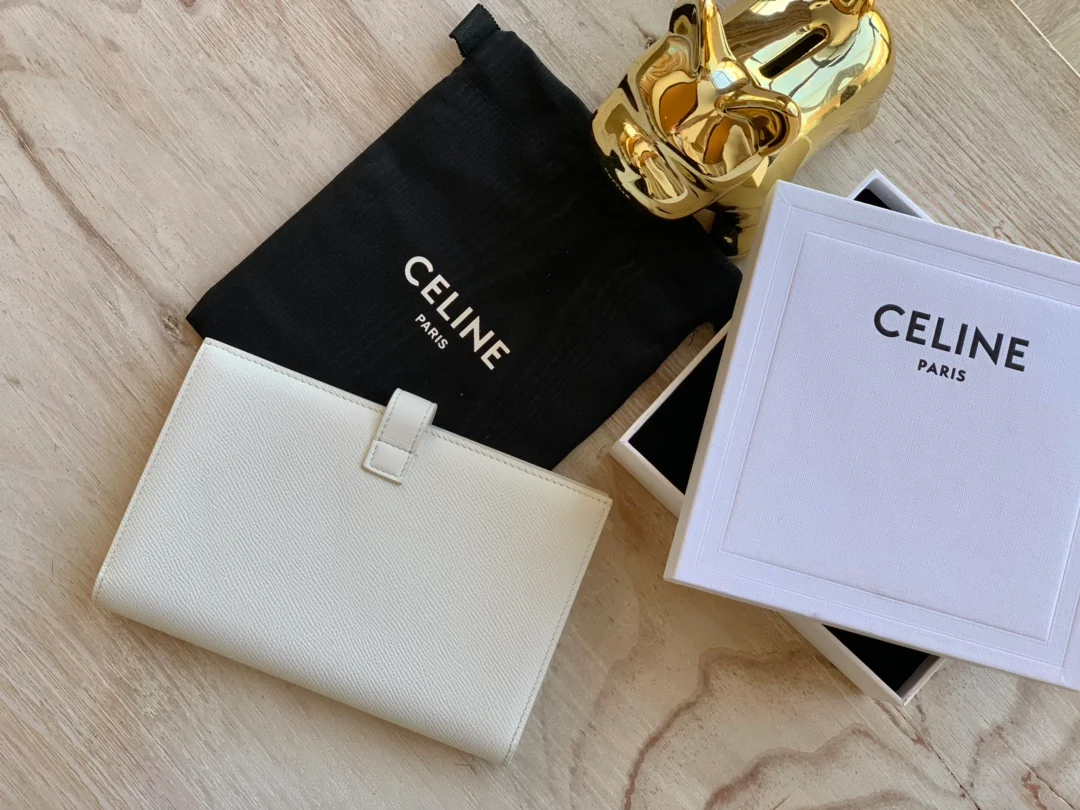 Длинный кошелек Celine - Кошелек с ремешком из крупнозернистой телячьей кожи - 13