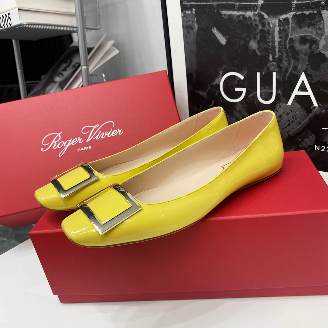 RV-Плоская подошва, квадратный носок, желтый