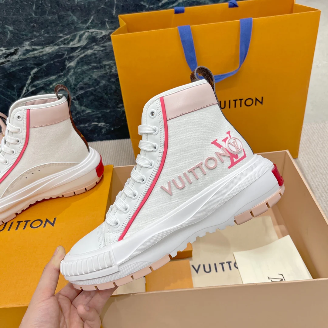 Кроссовки серии LV-Squad - белые и розовые