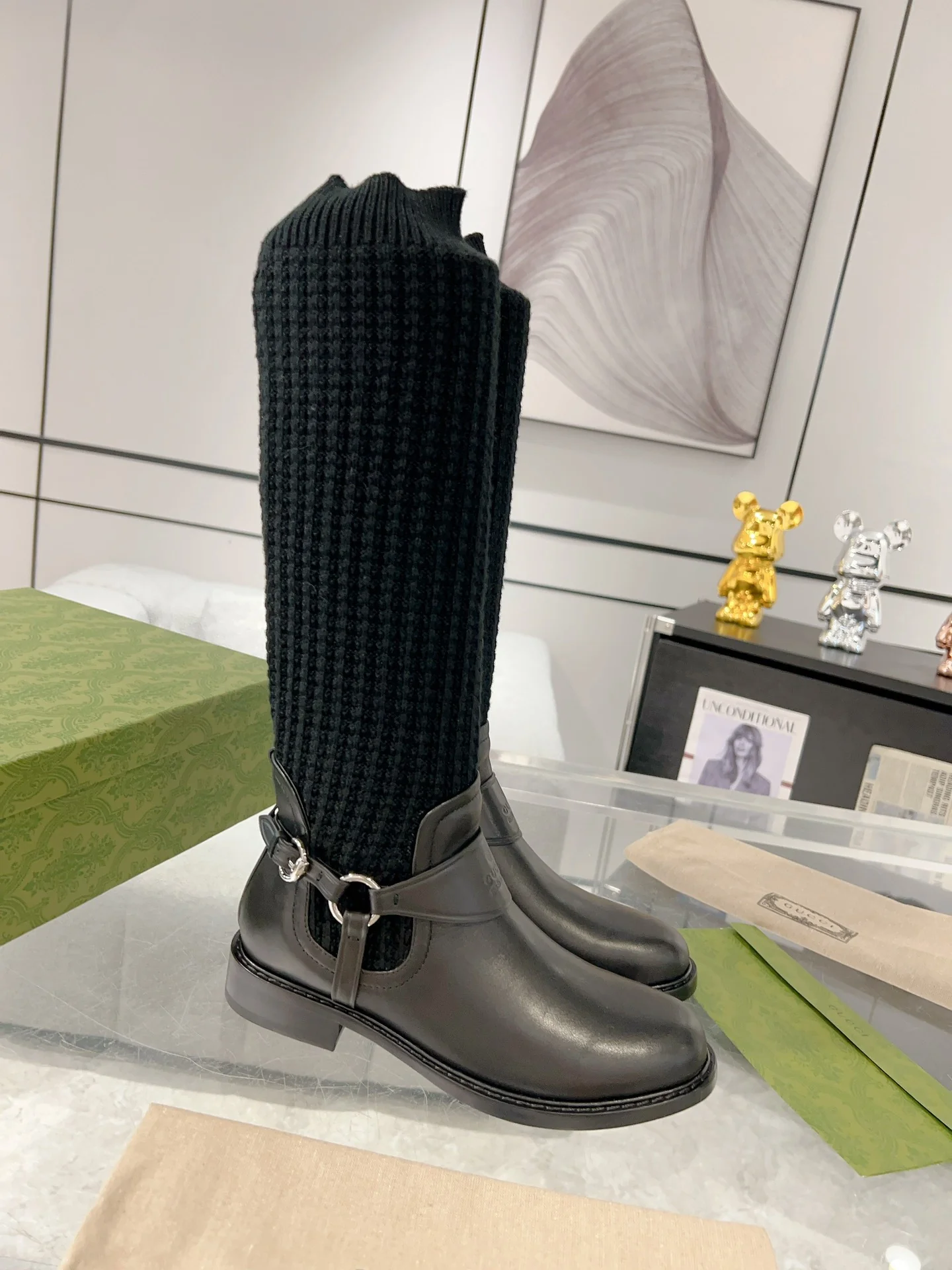 Gucci - Новинка сезона осень/зима 2023 - Шерстяные сапоги до колена