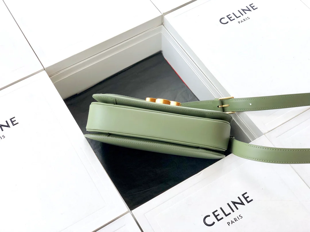 Celine Triomphe Medium Calfkin Avocado Green