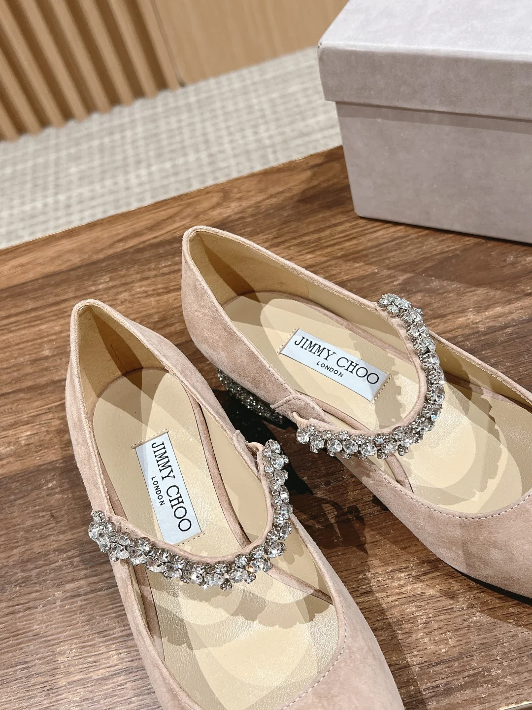 Jimmy - Колье с одной лямкой и кристаллами - Туфли Мэри Джейн - Абрикосово-розовый