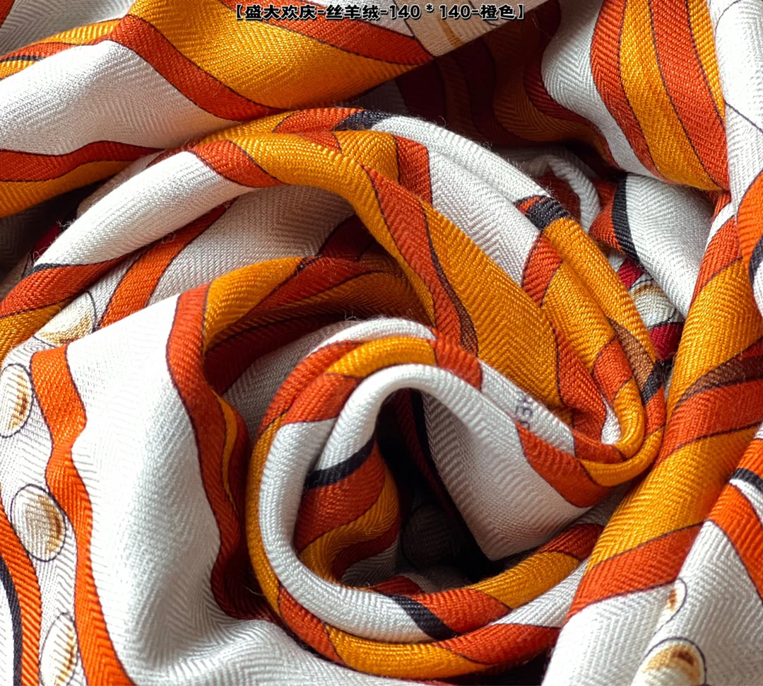 Шелковый кашемировый шарф Hermes Grand Celebration - 2 шт.