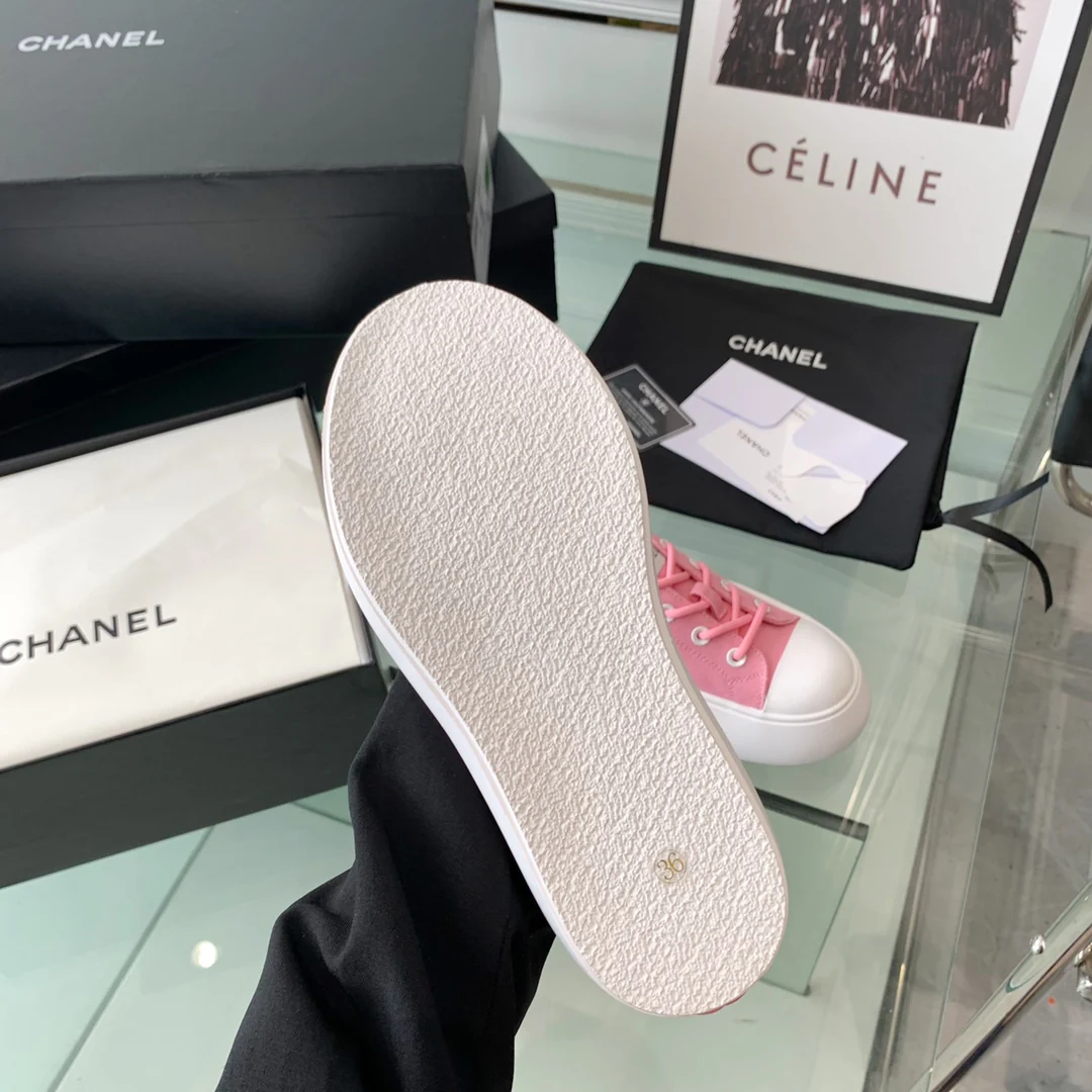 Туфли Chanel 2022 на платформе в форме лампочки - парусиновые туфли - платформа 5 см