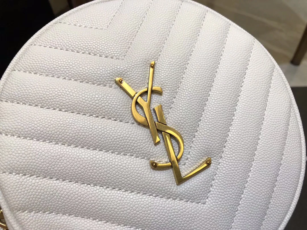 Маленькая круглая сумка YSL Vinyle - белая