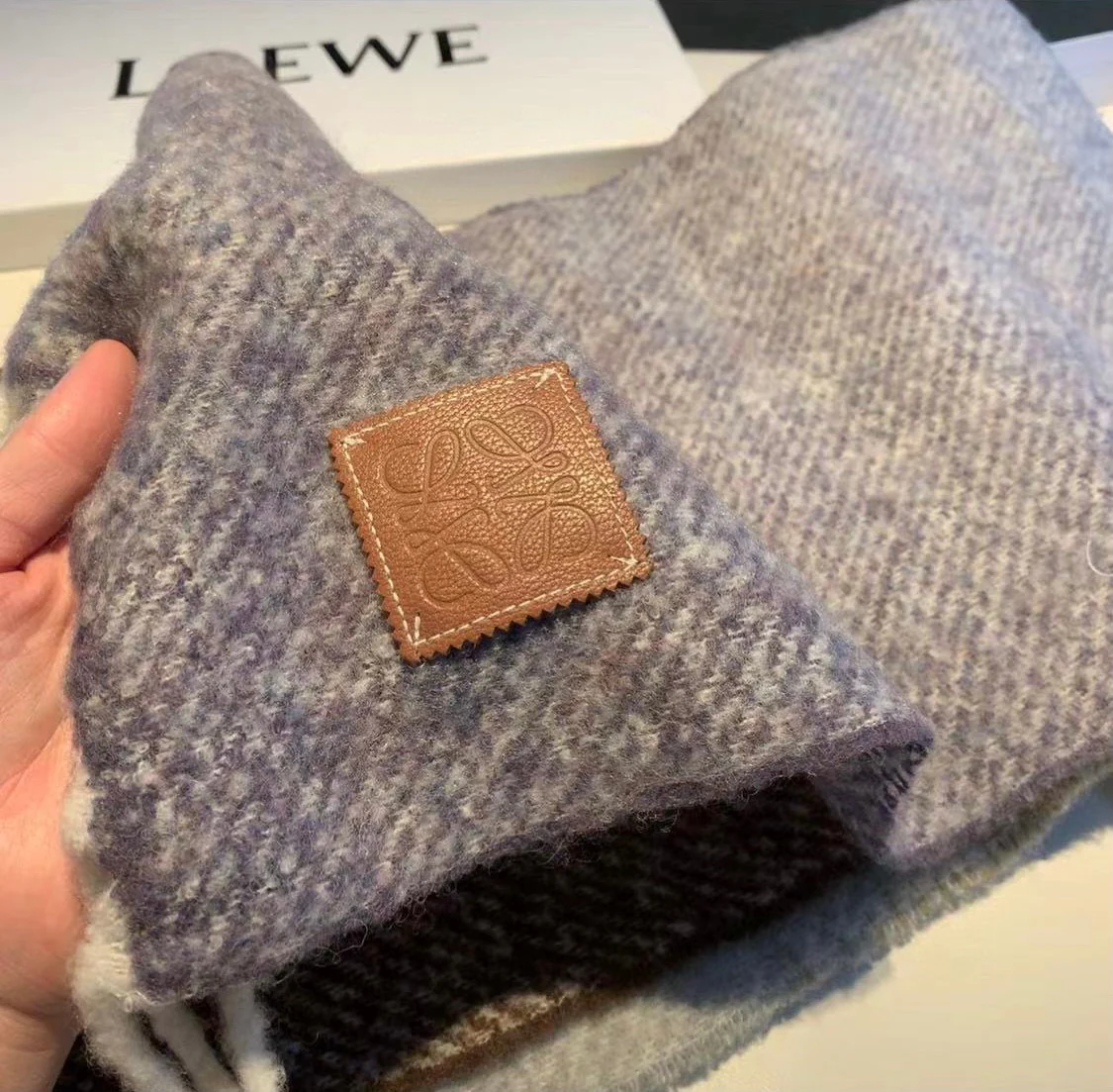 Шарф в стиле Лолита - однотонный - 250 см - 28 см - синий