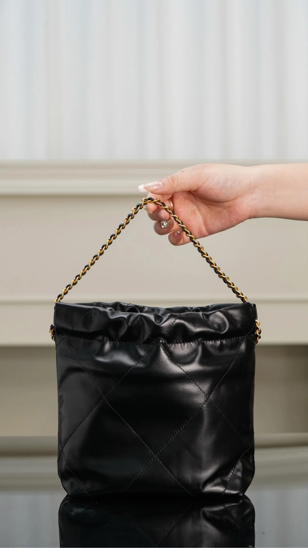 Мини-сумочка 23s-22 - Натуральная кожа - Черно-золотая