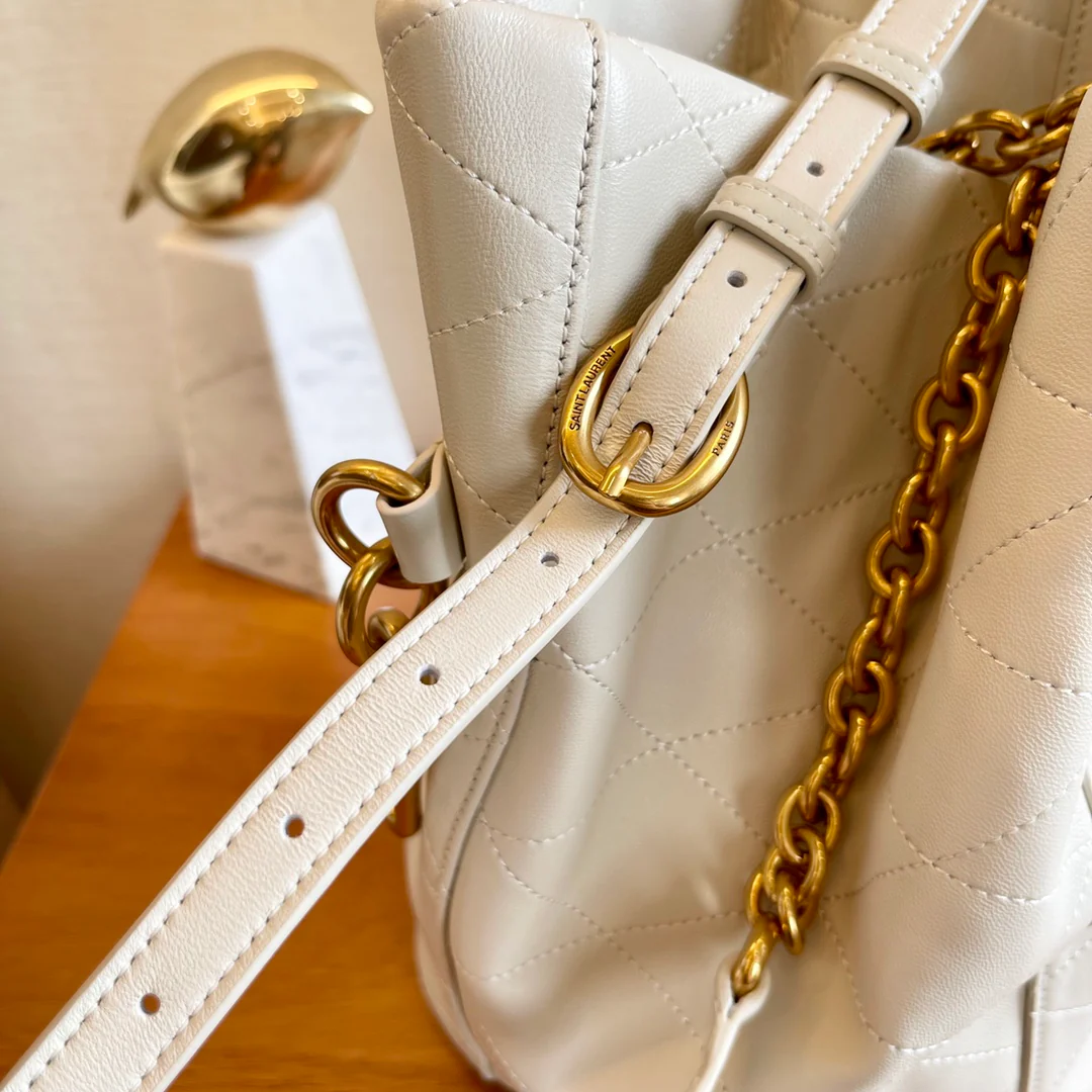 Сумка-ведро YSL с крючком - белая