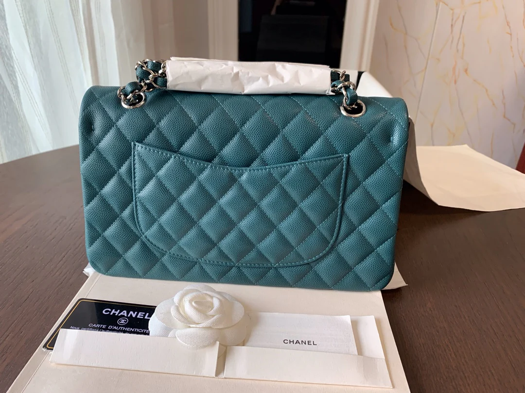 Сумка Chanel Caviar Textured Leather CF Bag - Lake Green - 25 см