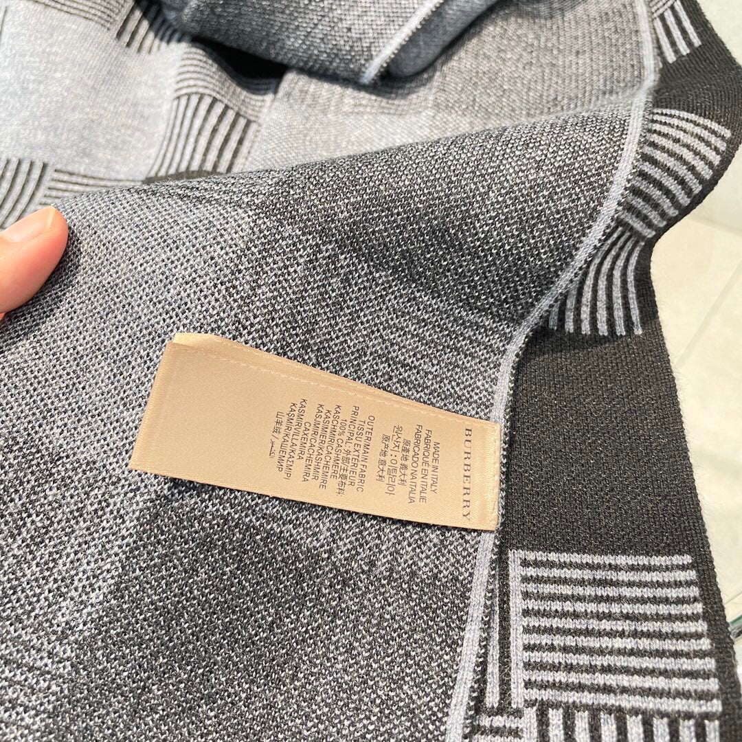 Классический шарф для верховой езды Burberry - 180 см - 32 см - 100% - Импортный вязаный кашемир - Черный