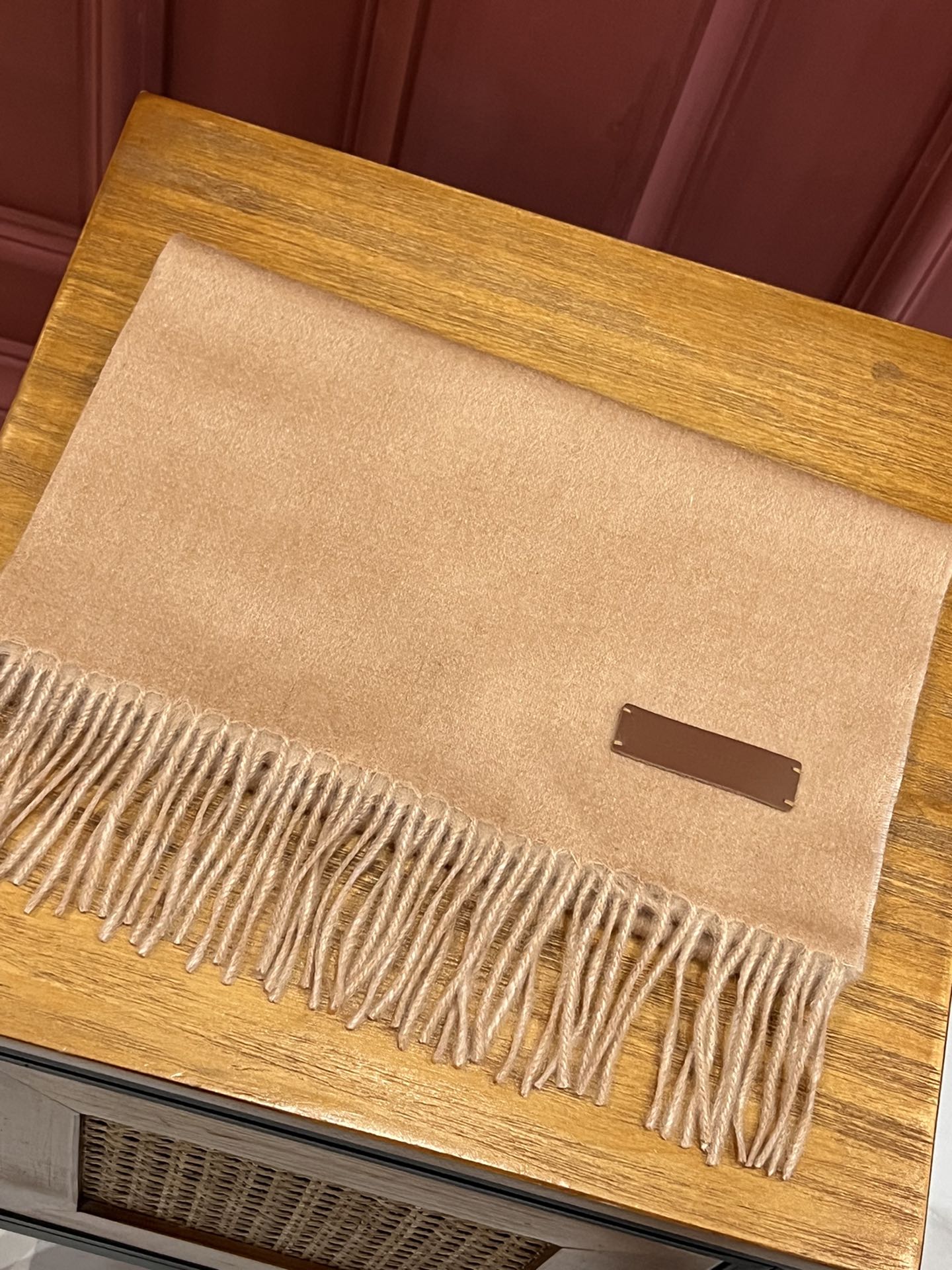 Двусторонний кашемировый шарф LV - 180 см - 35 см - абрикосовый