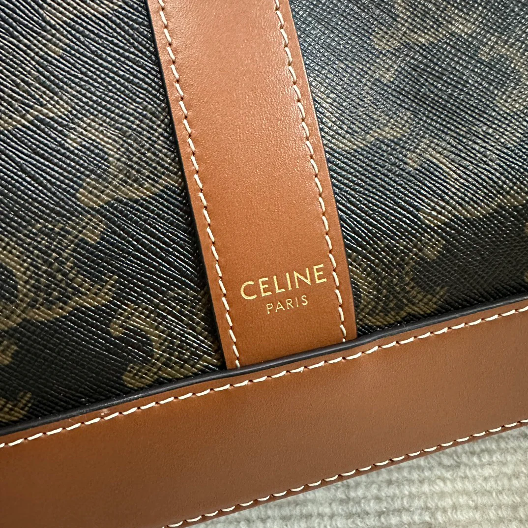 Холщовая сумка Celine Triomphe - желто-коричневая