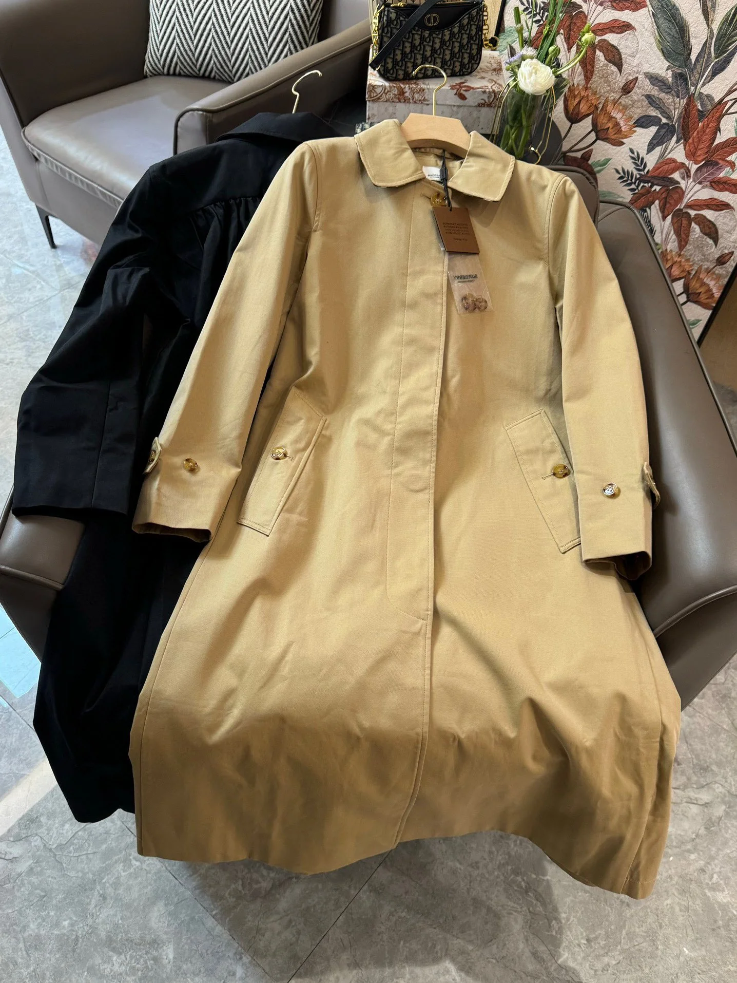 Длинный французский тренч Burberry 2403 - цвет хаки