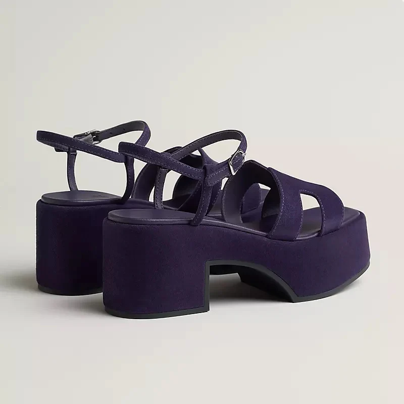 Босоножки на высоком каблуке Hermes Second Uncle 2024 года — фиолетовые.