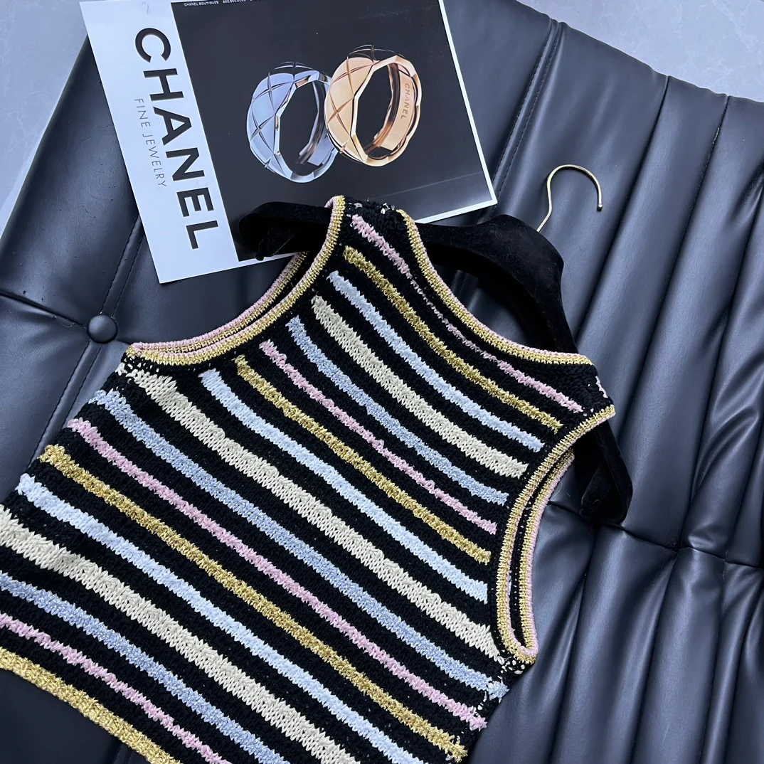 Chanel - Новинка: Полосатый жилет с круглым вырезом (2403-24)