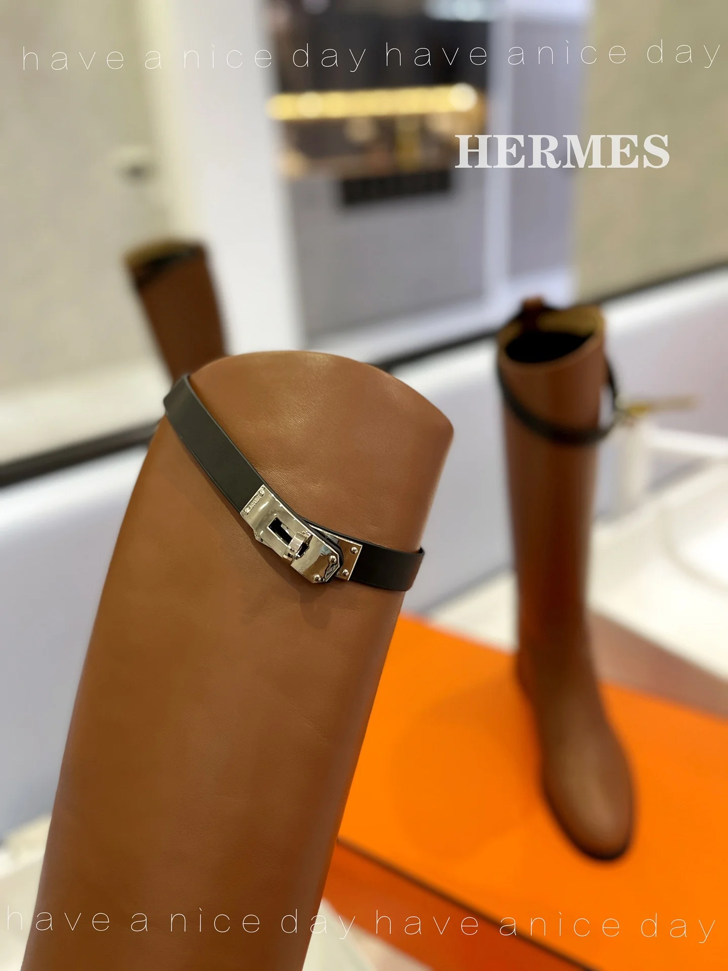 Классические сапоги Hermes Kelly Buckle Rider — коричневые