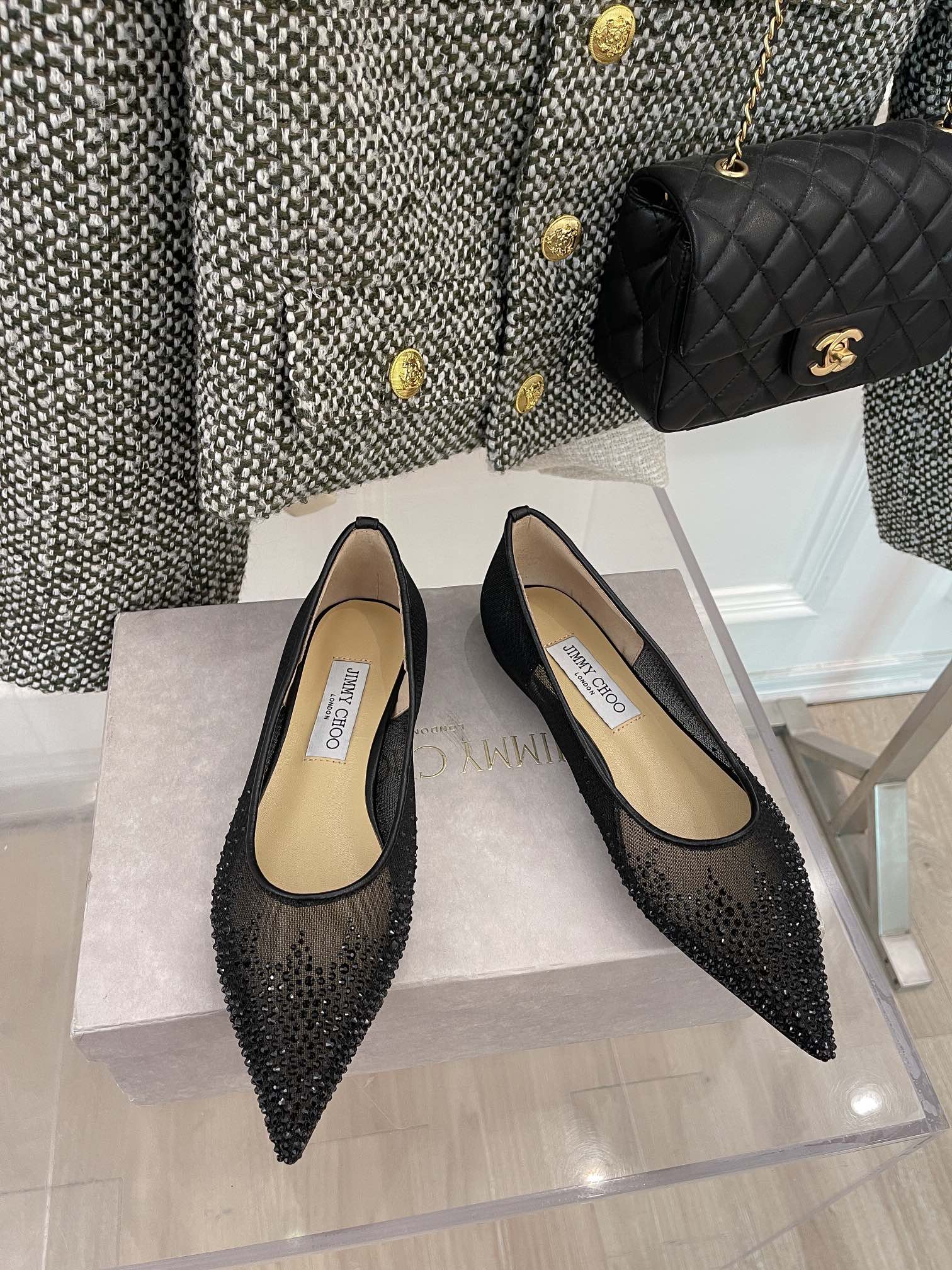 Балетки Jimmy Mesh со стразами