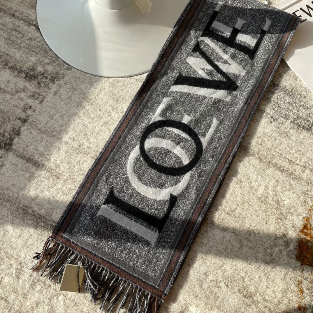 Шарф Loewe New Love, двусторонний, 2022 год - 30 см - 180 см - 90 см - Шерсть - 10 см - Накидка из козьей шерсти