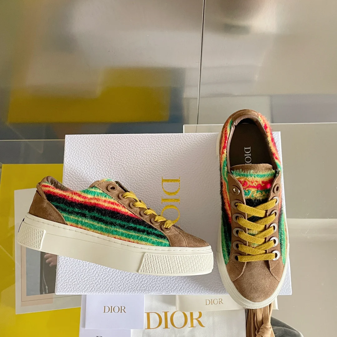 Повседневные кроссовки Dior Rainbow - Коллаборация - Светло-коричневые