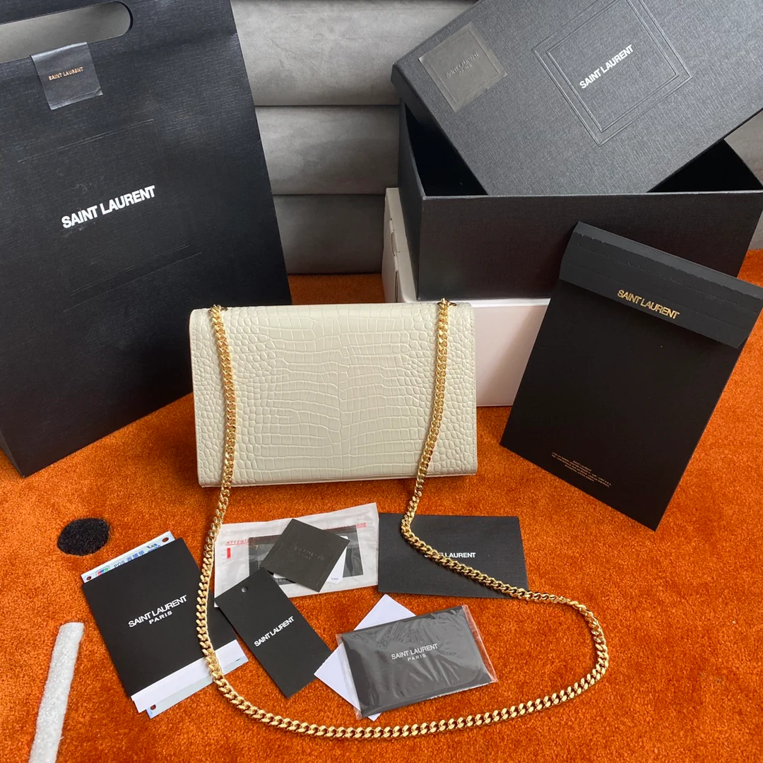 Сумка YSL Kate с цепочкой и крокодиловым принтом - Средний размер - 5