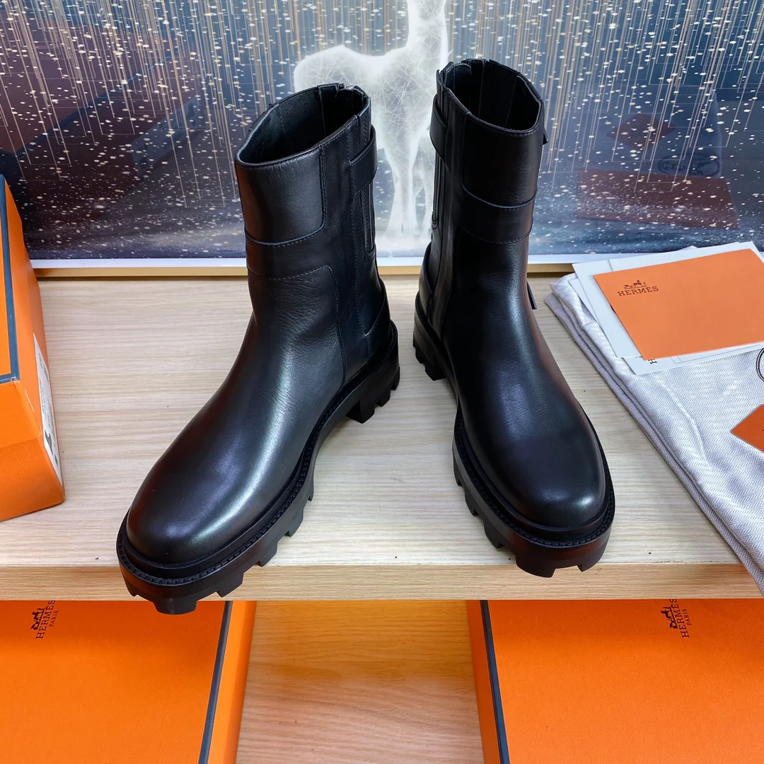 Классические ботильоны Hermes 2023 года - черные