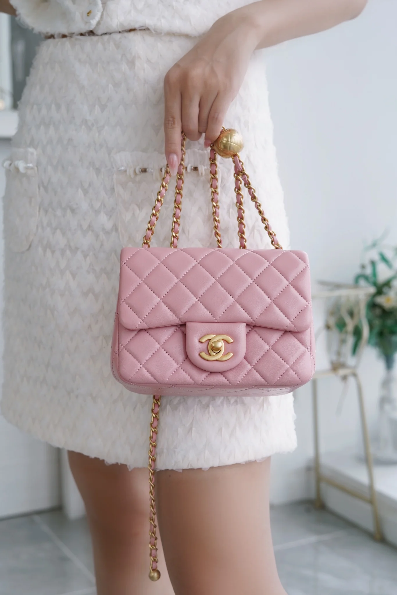 Chanel 23k Gold Globe Square Pink