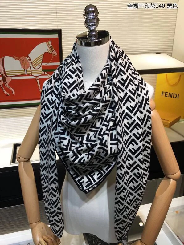 Fendi - Шарф с принтом FF во всю ширину - 140 - Кашемировый шелковый шарф
