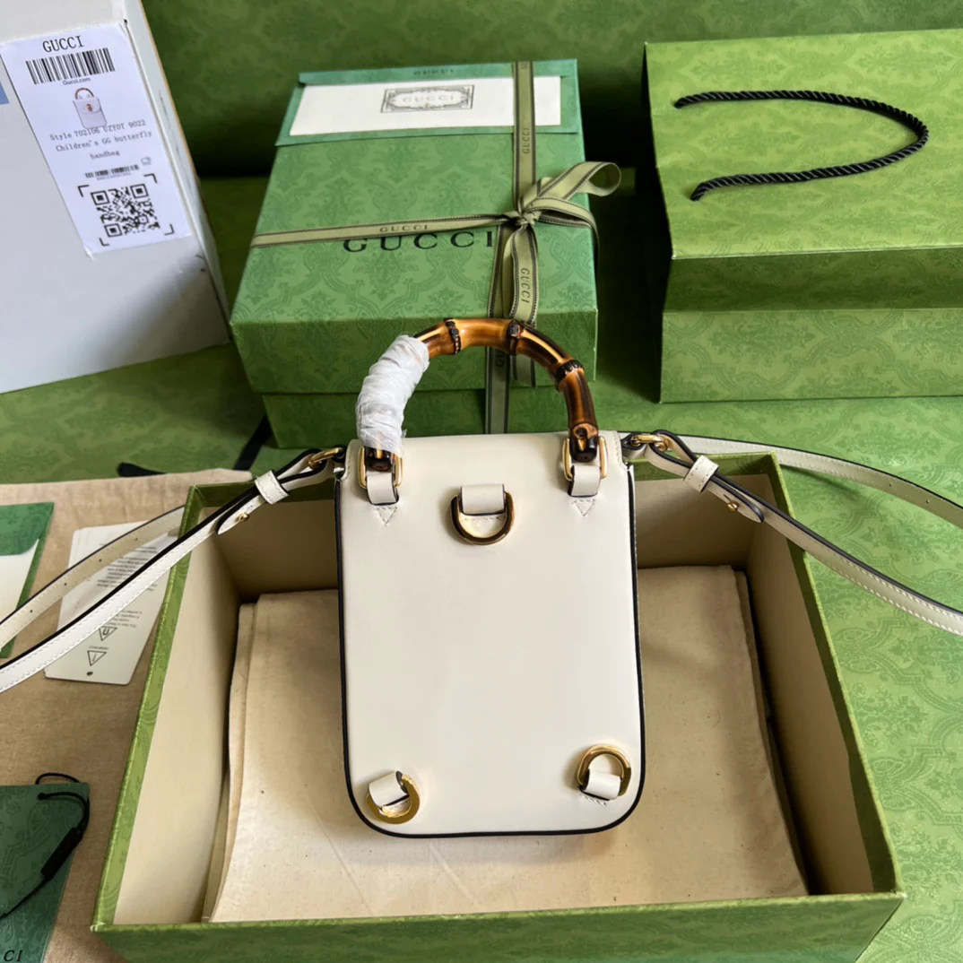 Сумка Gucci из бамбука - 14x16x4 см - белая