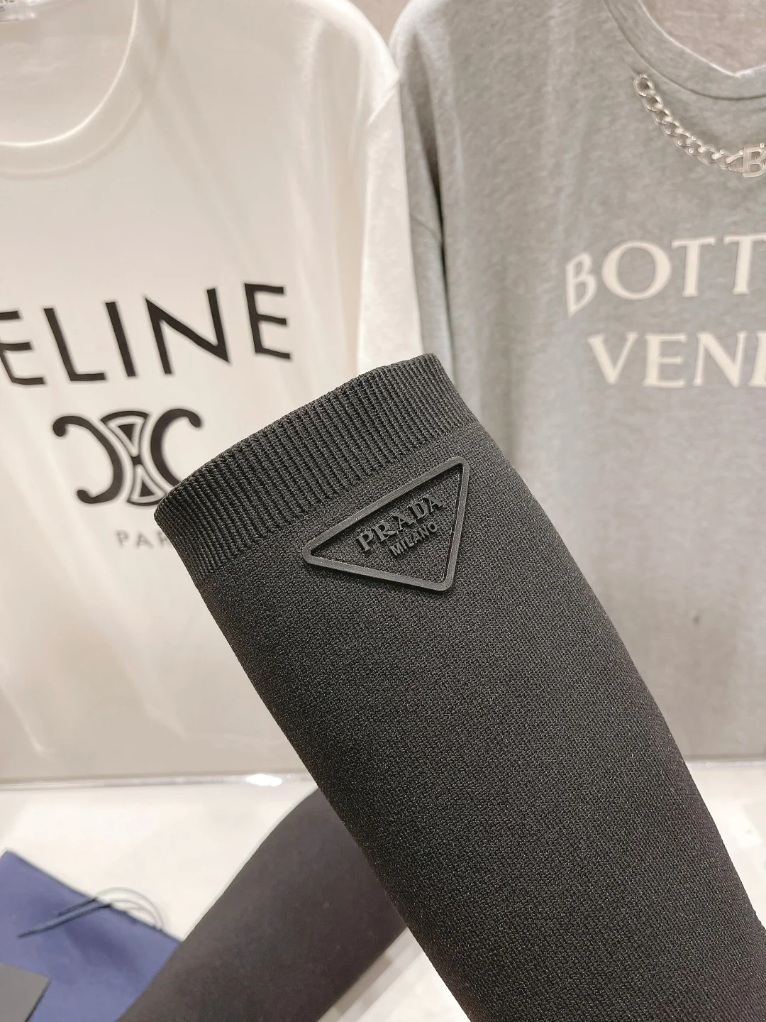 Ботинки на высоком каблуке Prada 2024 - черные