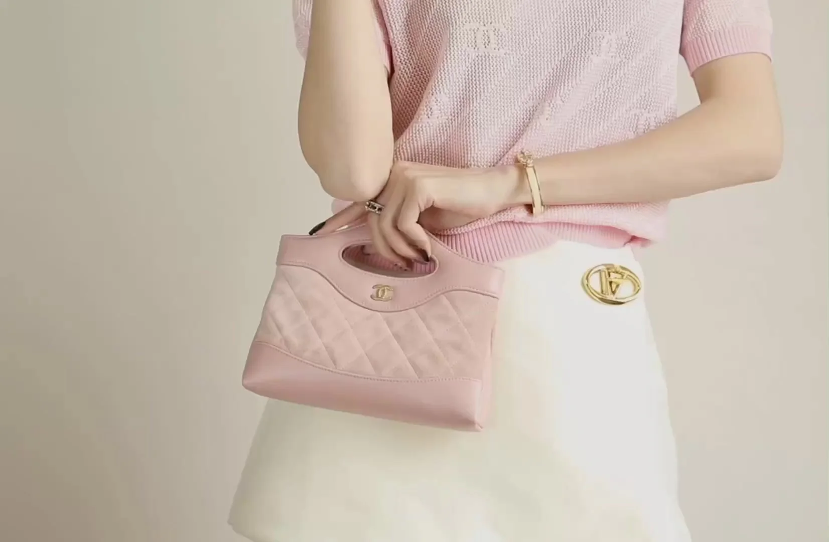 Сумка Chanel 25p nano 31, замша, розовая.