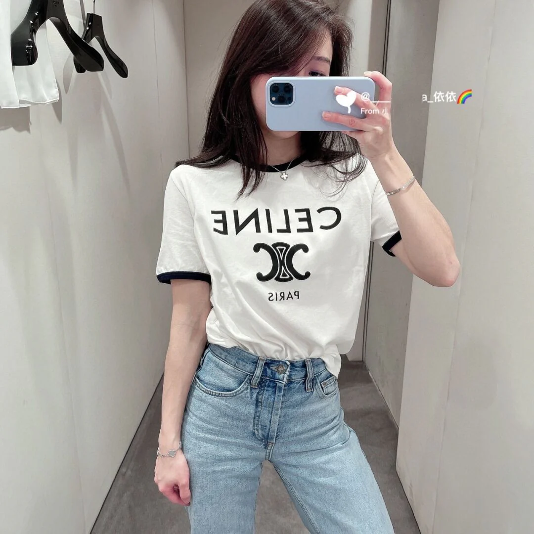 Футболка Celine 2403 Arc de Triomphe с буквенным принтом