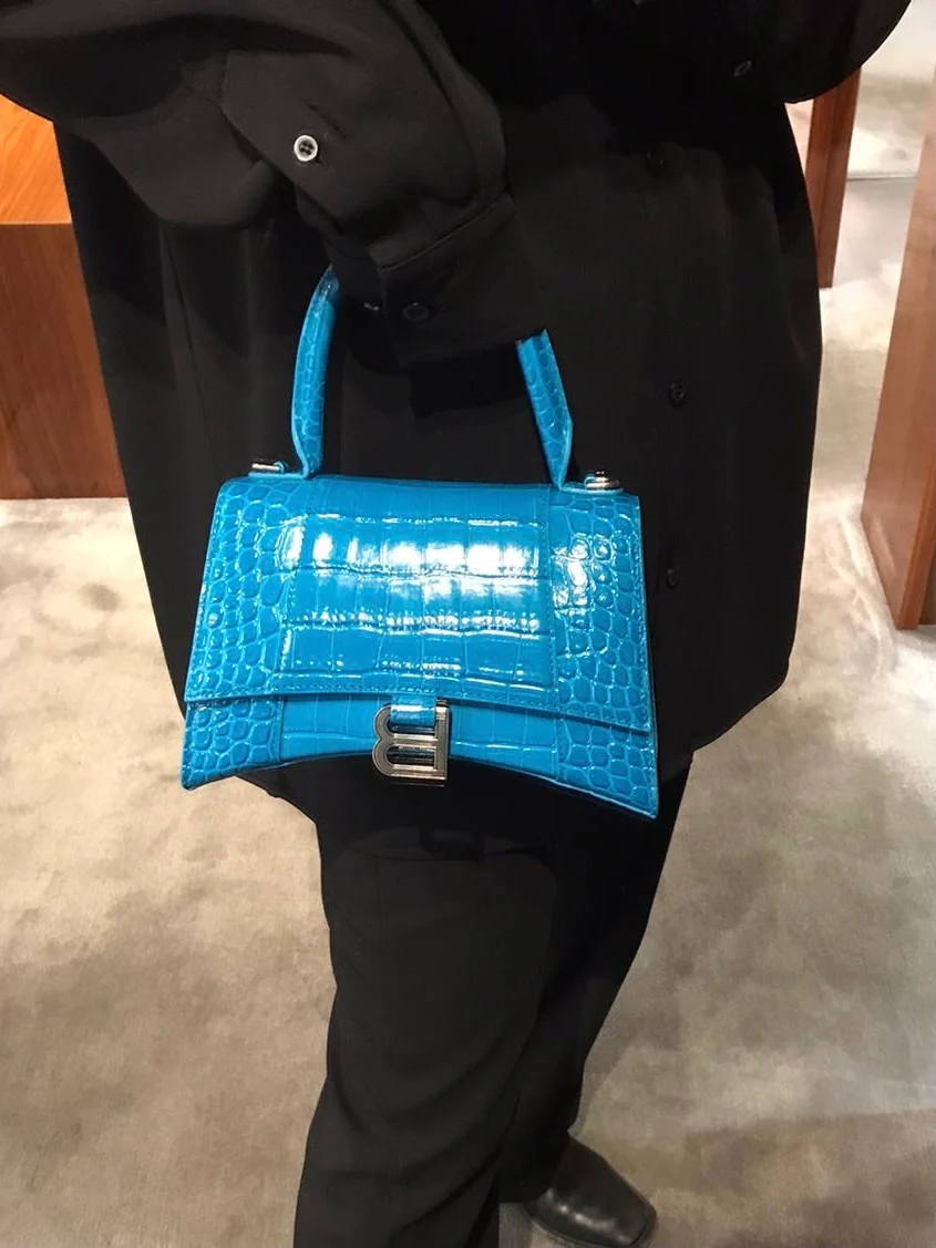 Balenciaga - Сумка ?Песочные часы? - Синий лазуритовый узор под крокодиловую кожу