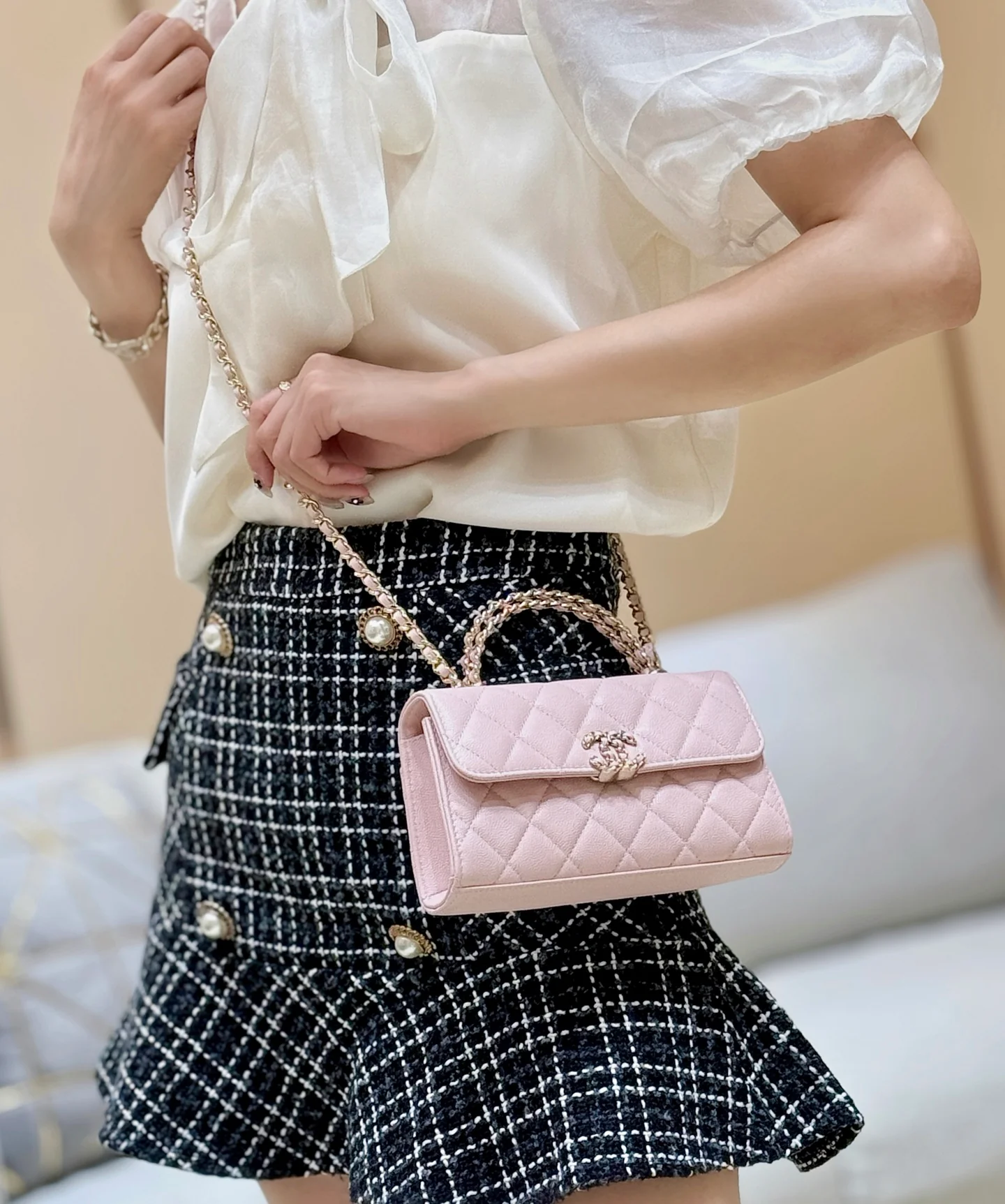 Сумка Chanel 25s Kelly Handle Bag - светло-розовая