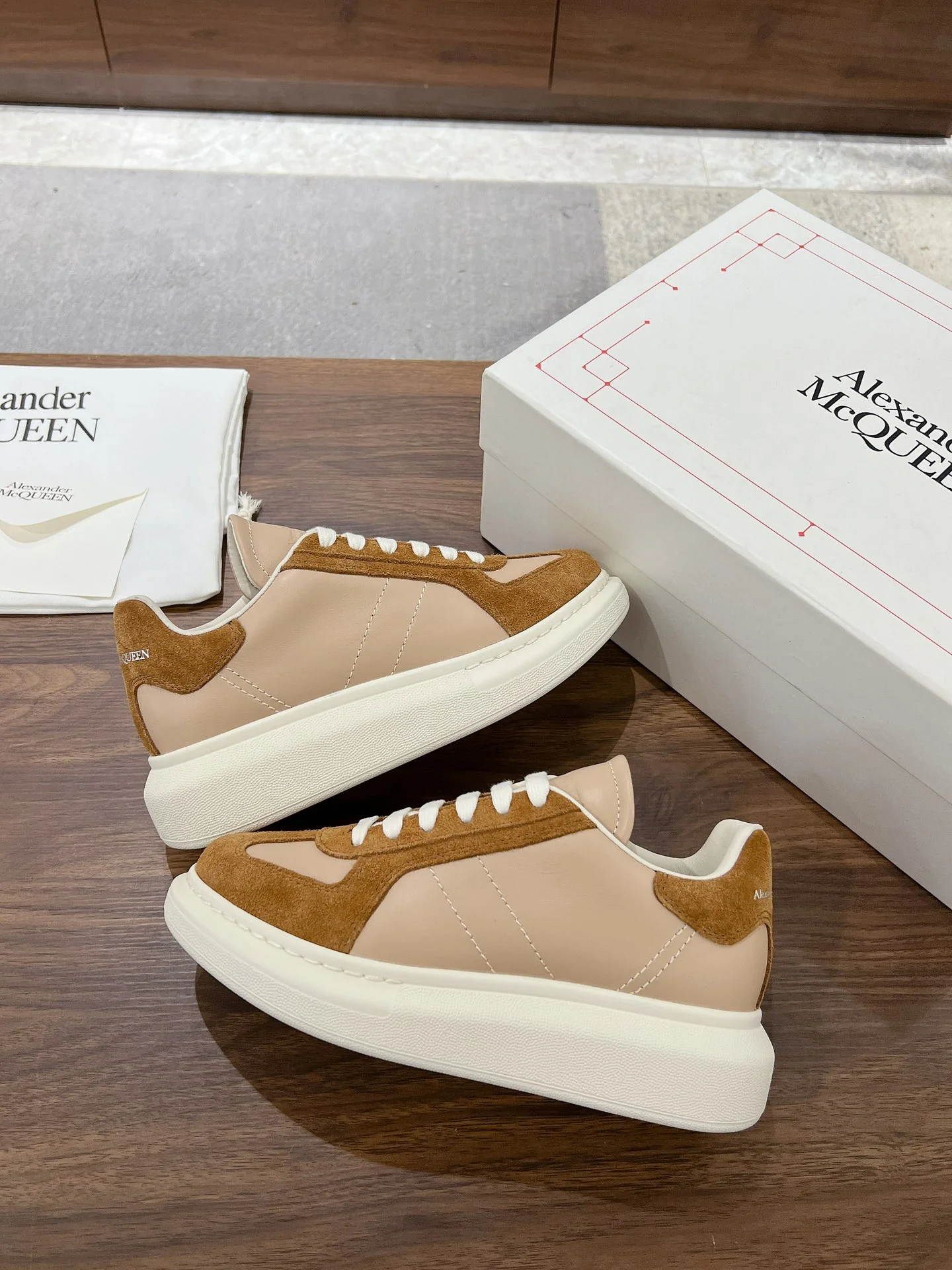 Повседневные туфли McQueen 2024 - Кофейно-коричневый - 1