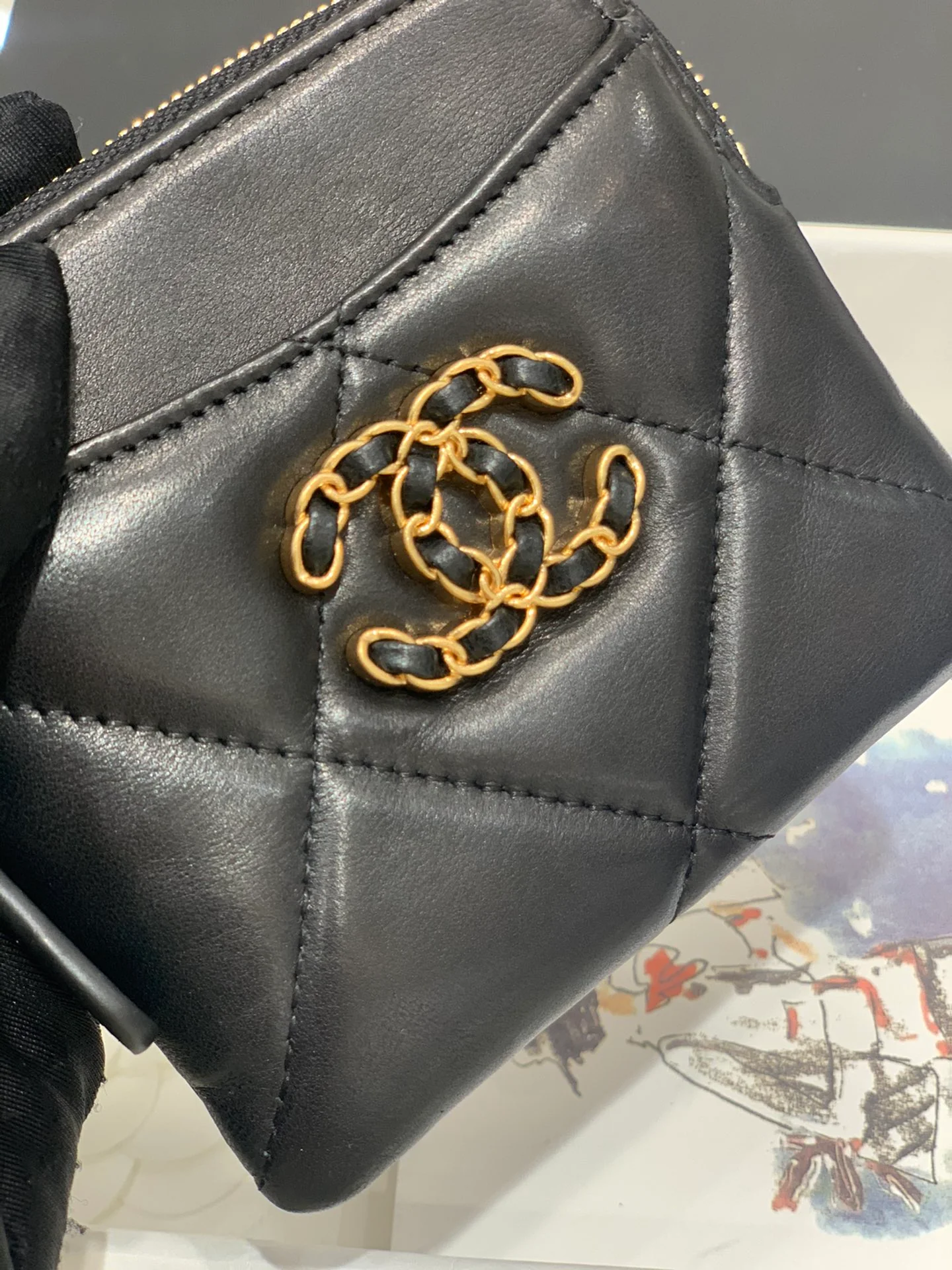 Кошелек Chanel 19 Series - Toast на молнии - черный