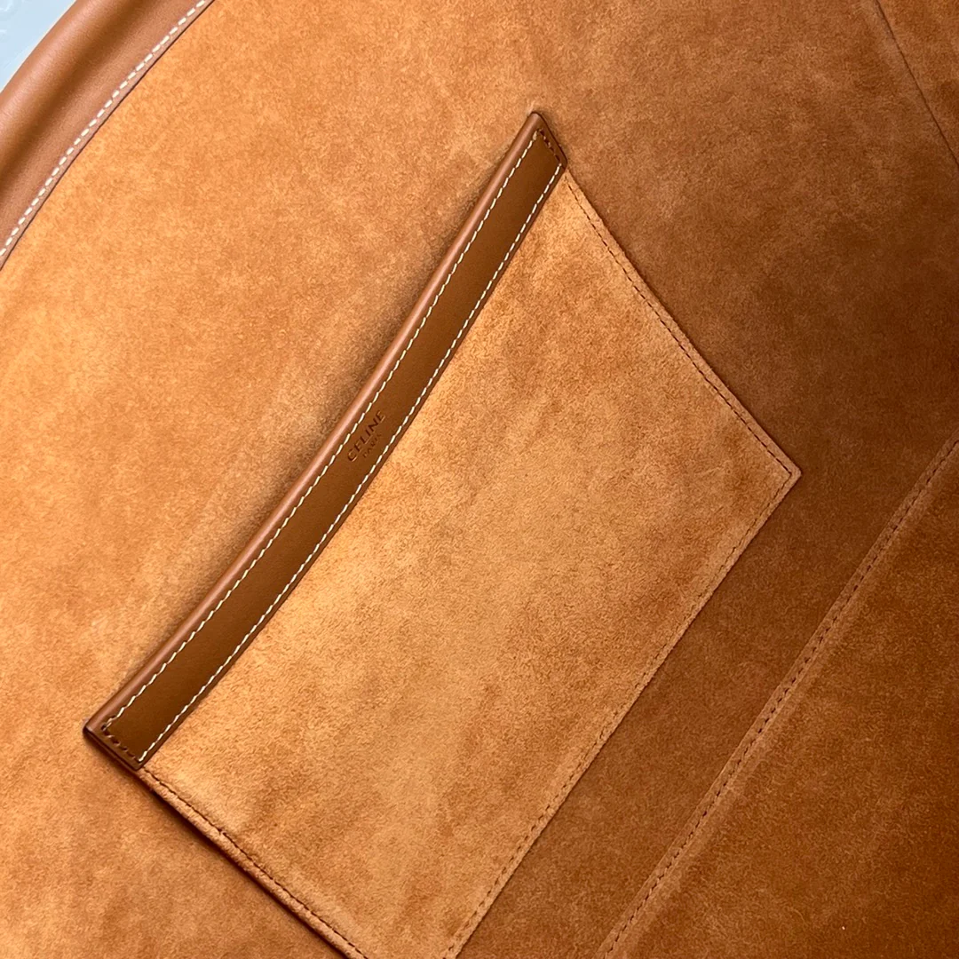 Сумка Celine Cabas Triomphe из гладкой кожи с завязками - коричневая