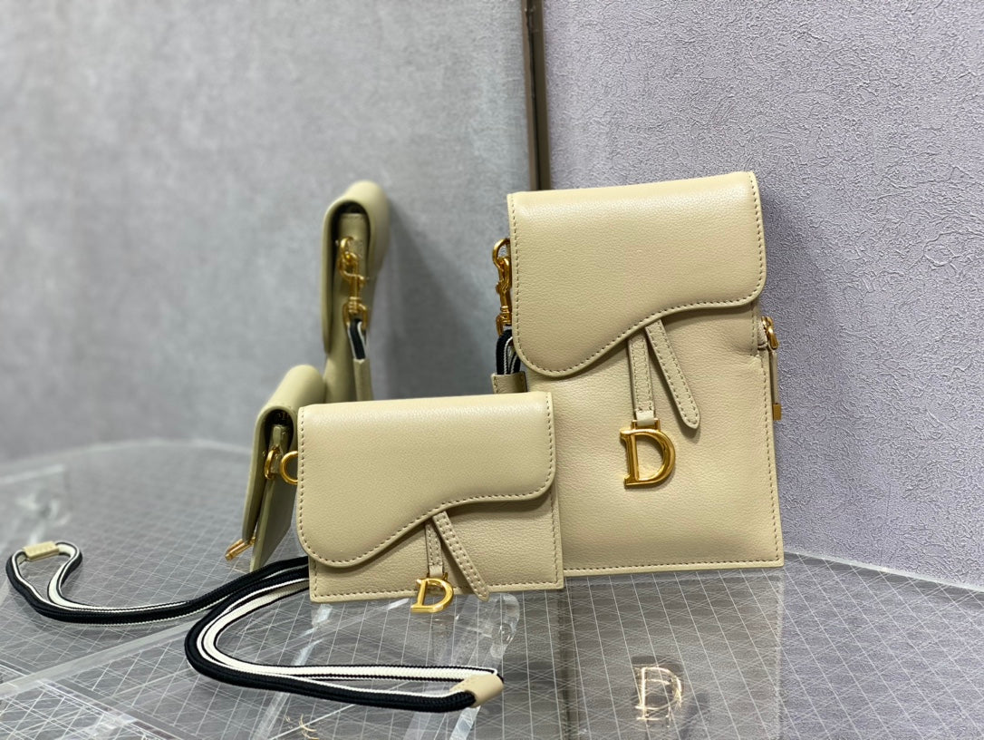 Чехол для телефона Dior в форме седла, кошелек для монет, кремово-абрикосовый цвет.