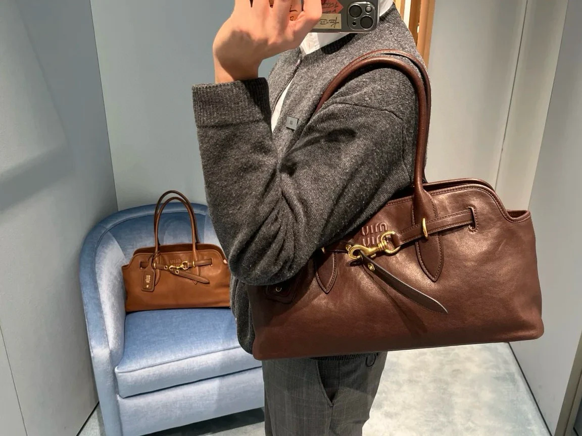 Miu Miu-5bg310m1680-????? Сумка из овечьей кожи, горизонтальная, меланжевого цвета.