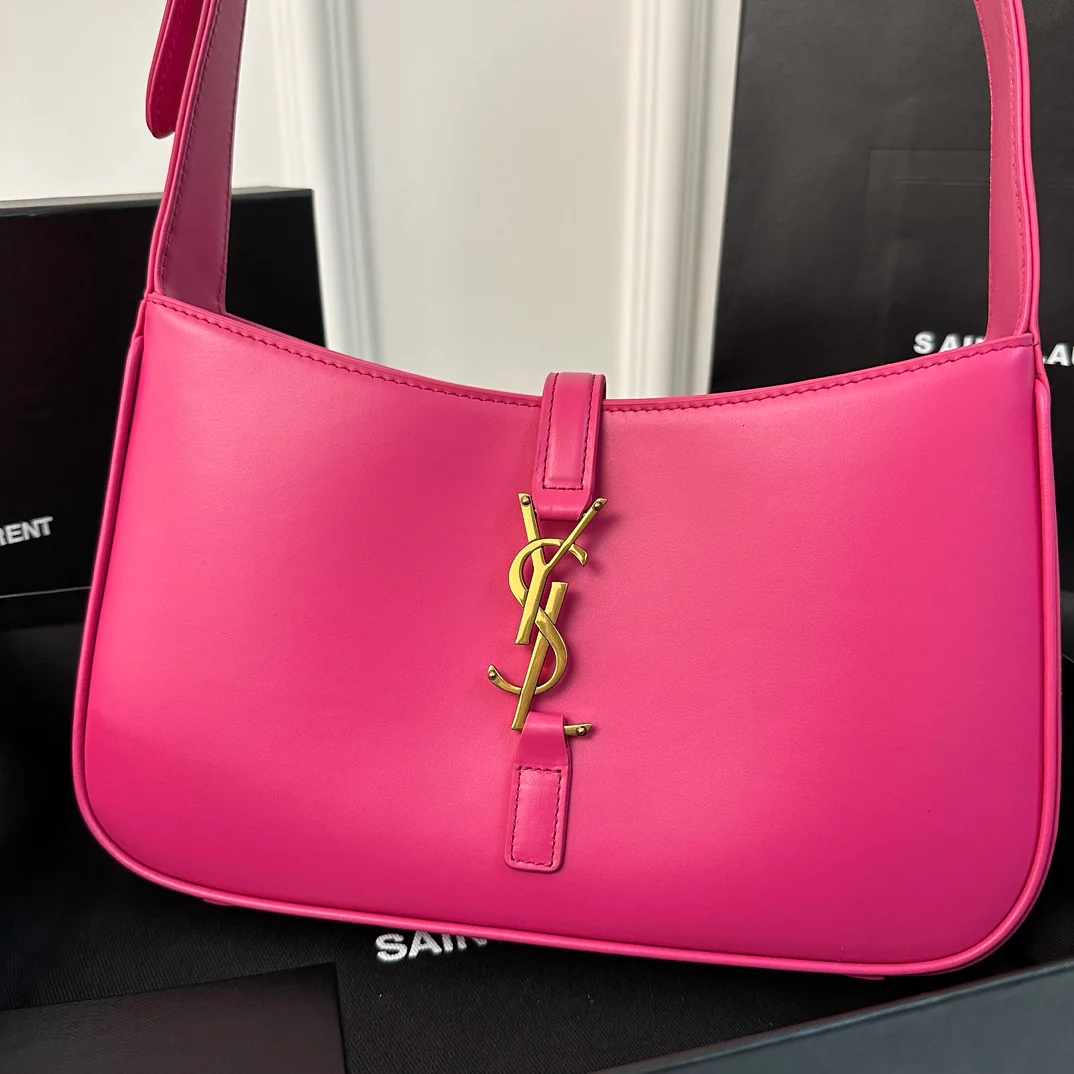 Кожаная сумка через плечо YSL Le 5 A 7 - розовая